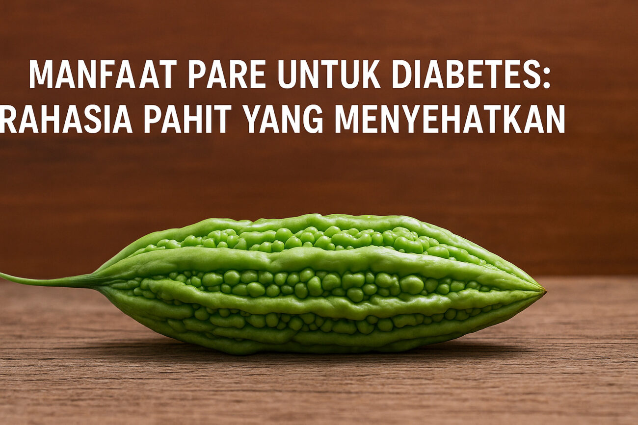 Pare segar di atas meja kayu.